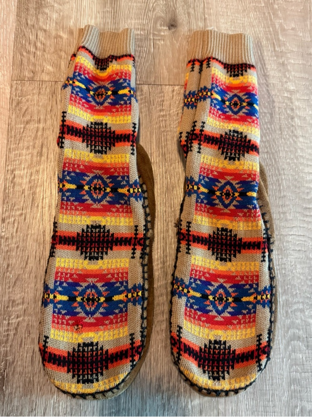 Pendleton Merino Wool Suede Slipper Socks Aztec Western Southwestern XL Unisex
